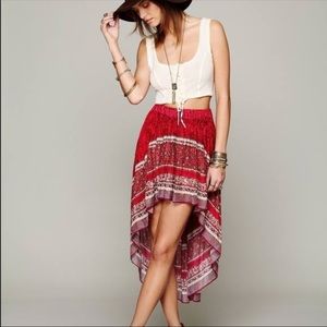 Free people border print high low skirt